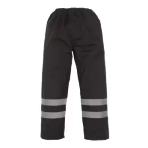 image of Yoko Mens Hi-Vis Waterproof Contractor Over Trousers (3XL) (Black)