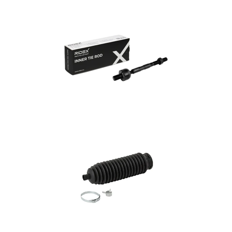 Image of RIDEX 51T0749 Inner Tie Rod Front axle both sides, with steering bellows Inner Tie Rod (51)