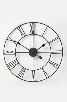 Image of Black Metal Roman Numeral Wall Clock