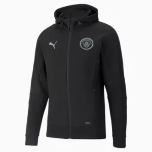 Image of PUMA Man City Casuals Mens Football Hooded Jacket, Cotton Black, size Large, Clothing