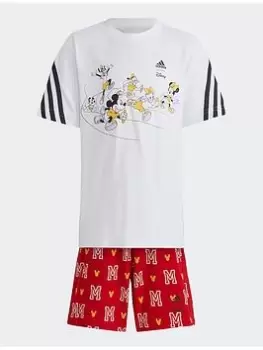 Image of adidas X Disney Mickey Mouse Tee Set, White/Black, Size 3-4 Years, Women