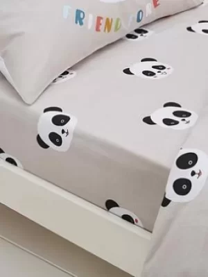 Image of Born To Be Born To Be A Pandas Friend Fitted Sheet, Multi, Size Double
