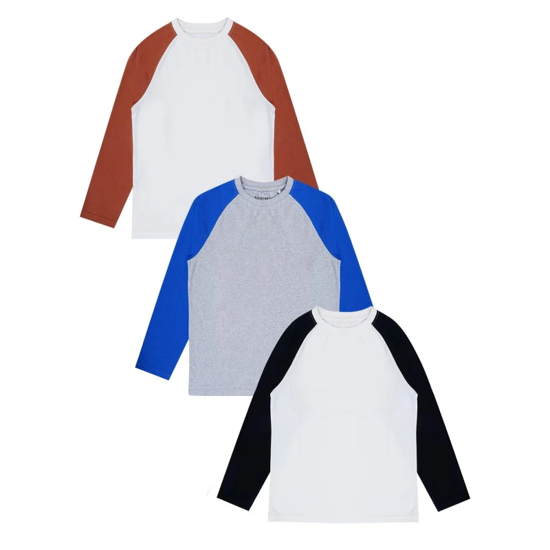 Image of Firetrap 3 Pack Long Sleeve T-Shirts Juniors - Multi Multi One Size