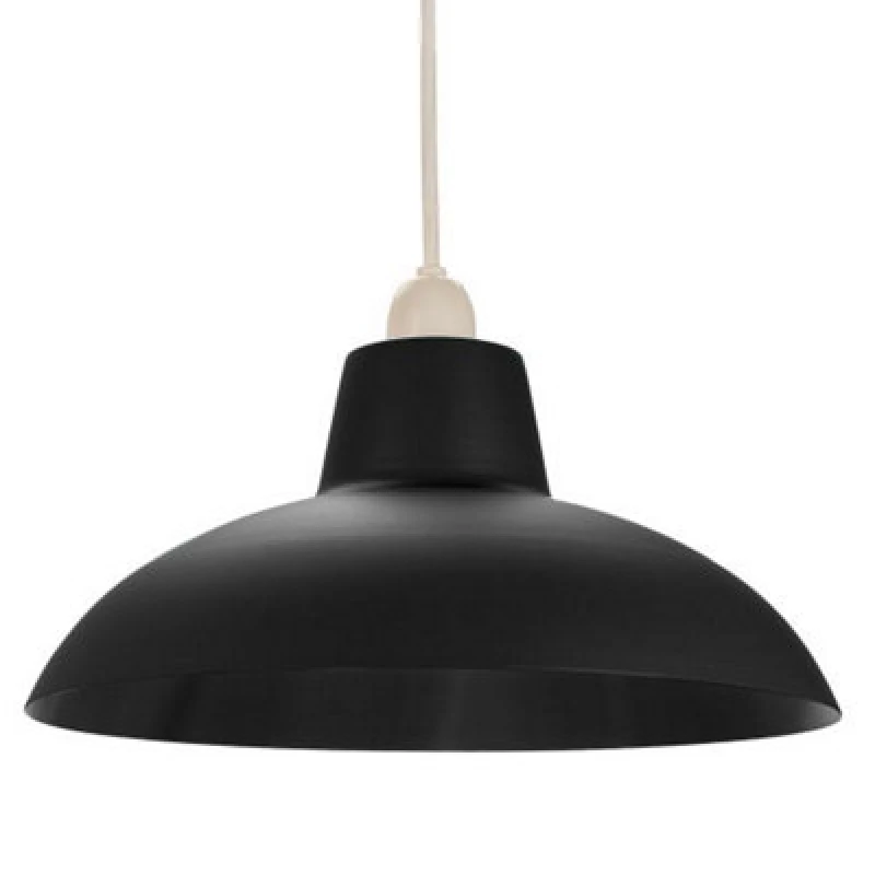 Image of Happy Homewares Industrial Retro Designed Matt Black Curved Metal Ceiling Pendant Light Shade