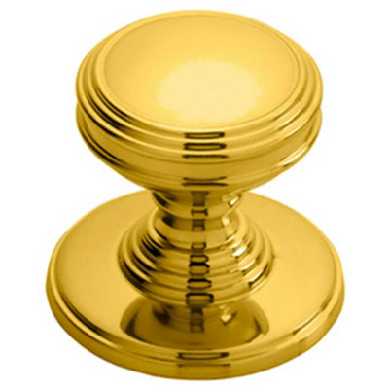 Image of Loops Ringed Tiered Cupboard Door Knob 25mm Diameter Polished Brass Cabinet Handle Metallics unisex