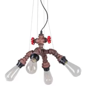 image of Italux Manila - Industrial And Retro Hanging Pendant Rusty 4 Light , E27