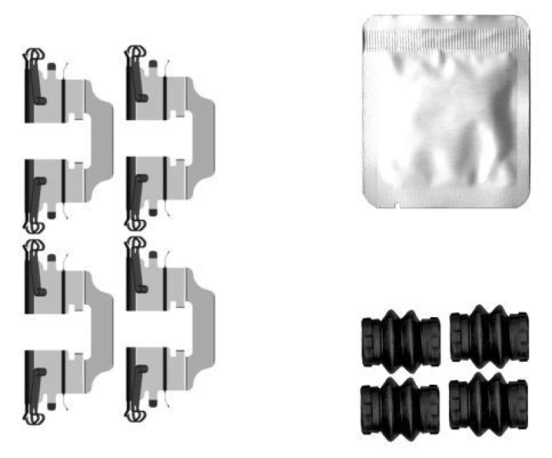 Image of HELLA Brake pad fitting kit HELLA 8DZ 355 207-101