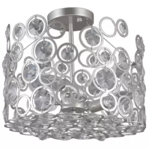 image of Italux Nardo - Modern Flush Ceiling Light Champagne Silver 3 Light , E14