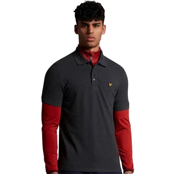 image of Lyle & Scott Mens Plain Organic Cotton Polo Shirt S - Chest 36-38' (91-96cm) CHARCOAL MARL LYL113-398-S