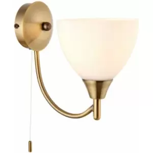 image of Loops - Dimmable LED Wall Light Antique Brass & Frosted Glass Shade Curved Lamp Lighting