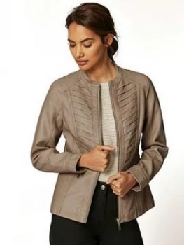 image of Wallis Petite Gothic PU Jacket - Camel, Camel, Size 18, Women