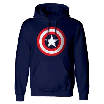 Image of Marvel Comics - Captain America Shield Unisex XX-Large Hooded Sweatshirt Pullover - Blue