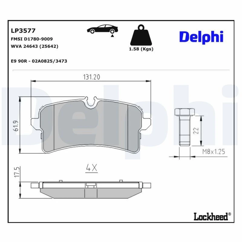 Image of DELPHI Brake pad set DELPHI LP3577