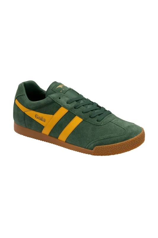 Image of Gola Classics Mens 'Harrier' Suede Lace-Up Trainers in Green Size: 7 Green Male 7