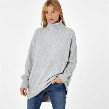 image of Jack Wills Roll Neck Knitted Jumper - Grey Marl