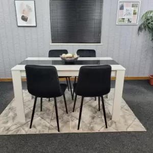 Image of Dining Table And 4 Chairs Wooden Table and 4 Velvet Tufted Chairs
