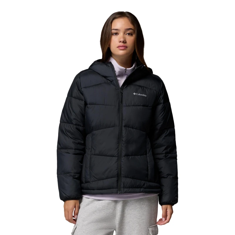 Image of Columbia Womens Fivemile Butte Water-Resistant Hooded Insulated Puffer Jacket Black female 8 (XS)