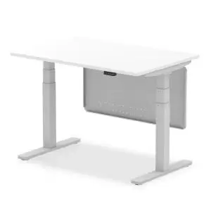 Image of Air 1200 x 800mm Height Adjustable Desk White Top Silver Leg With