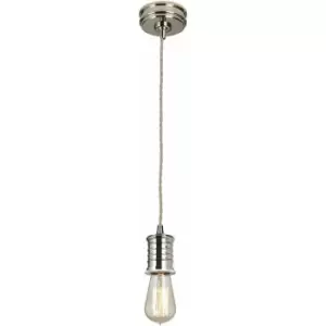 image of 1 Bulb Ceiling Pendant Light Fitting Highly Polished Nickel LED E27 60W