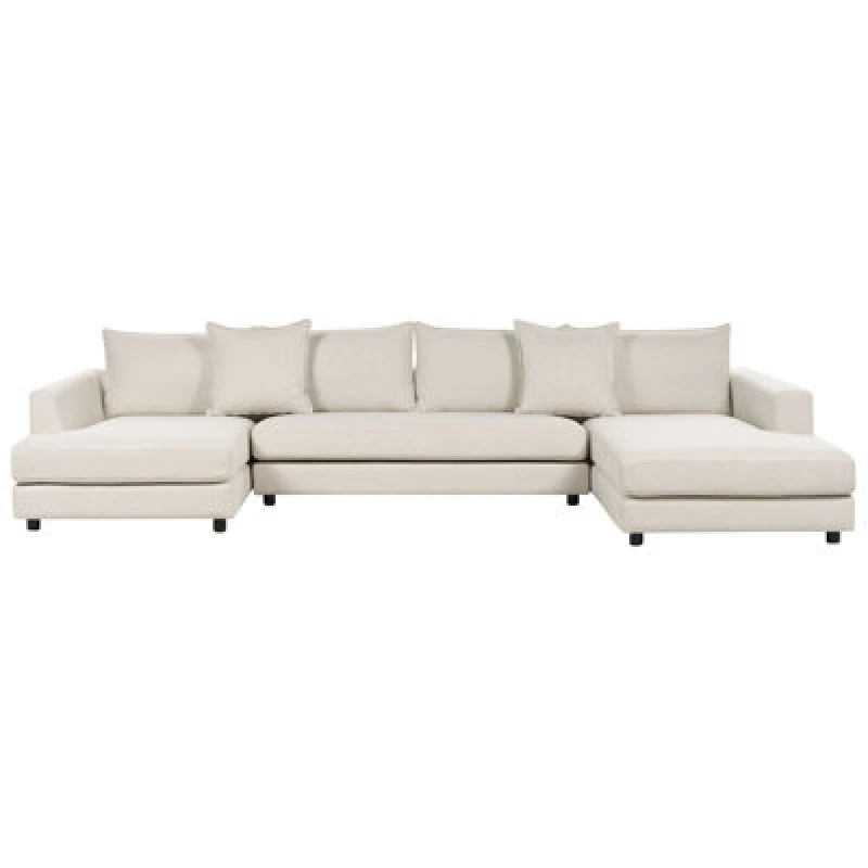 Image of Beliani Corner Sofa 5 Seater Lilviken Fabric Light Beige