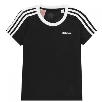 image of adidas 3 Stripe T Shirt Junior Girls - Black/White