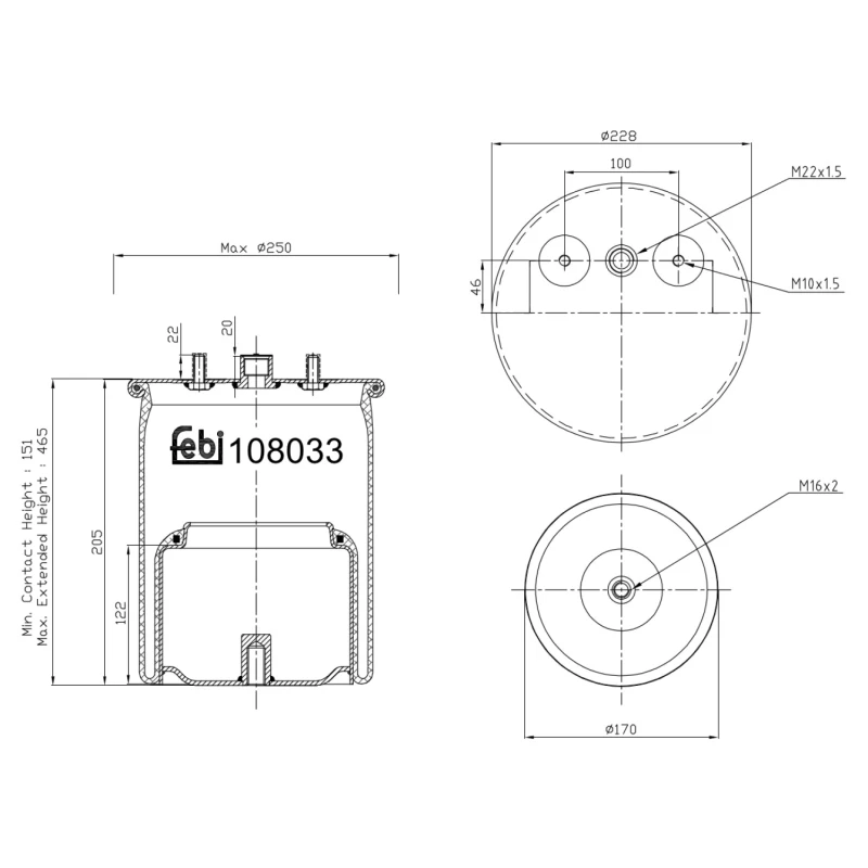 Image of FEBI BILSTEIN 108033 Boot, air suspension febi Plus non-steered trailing axle Boot,air suspension (324)