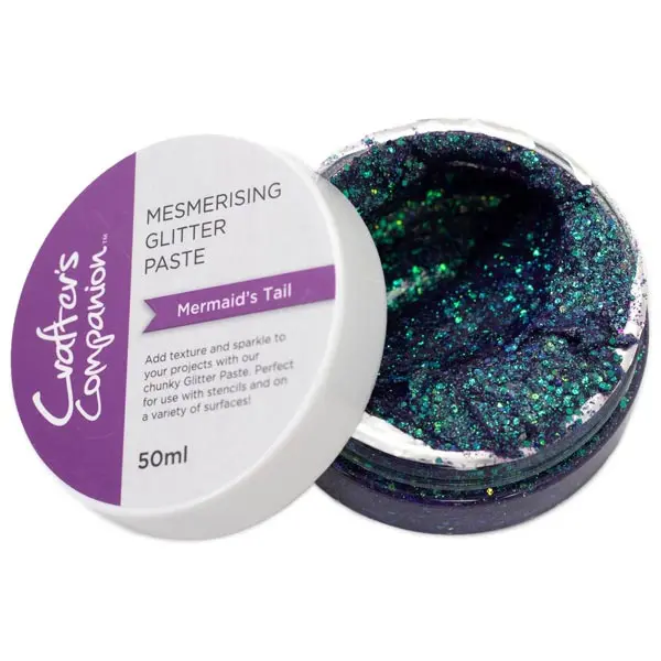 image of Crafter's Comanion Holographic Glitter Texture Paste 50ml Teal Mesmerising Mermaid's Tail