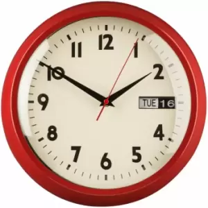 Wall Clock Red / Black Finish Frame Clocks For Living Room / Bedroom / Contemporary Style Round Shaped Design Metal Clocks For Hallways With Cream