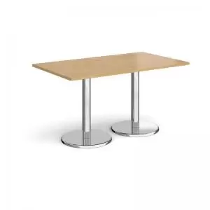 Image of Pisa rectangular dining table with round chrome bases 1400mm x 800mm -