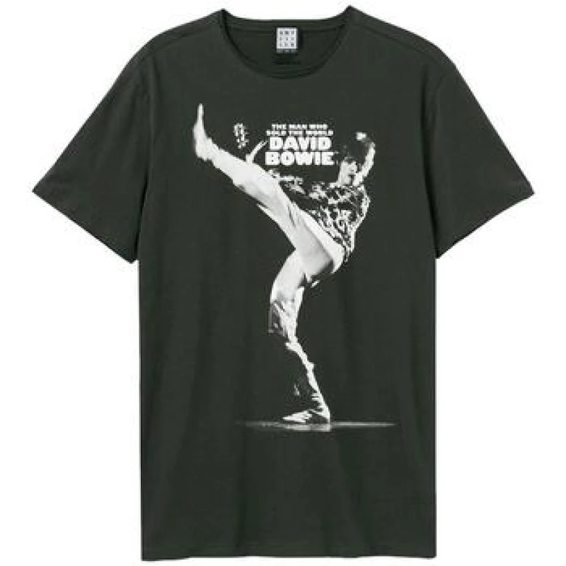 Image of Amplified Amplified Men The Man Who Sold The World David Bowie T-Shirt in Charcoal Size: X-Small Charcoal XS Male 5063574743815