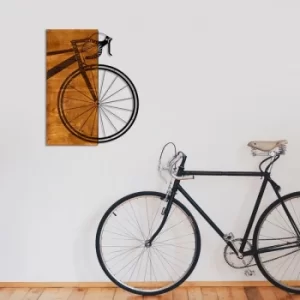 Image of Bisiklet Walnut Black Decorative Wooden Wall Accessory