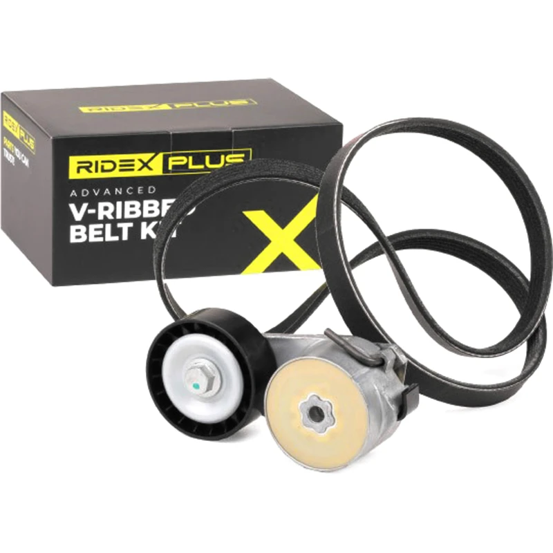 Image of RIDEX PLUS 542R0016P V-ribbed belt set Check alternator freewheel clutch & replace if necessary V-Ribbed Belt Set (542)