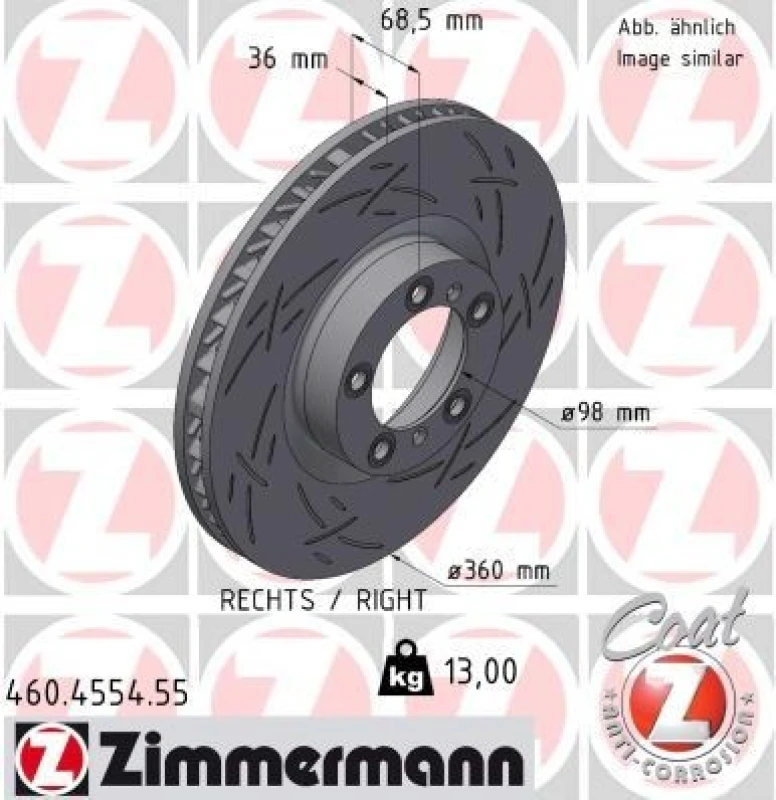 Image of ZIMMERMANN Brake disc ZIMMERMANN 460.4554.55