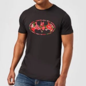 image of DC Comics Floral Batman Logo T-Shirt - Black