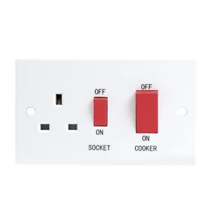 Image of KnightsBridge 45A White 2G DP 230V Electric Wall Plate Cooker Switch and 13A Socket