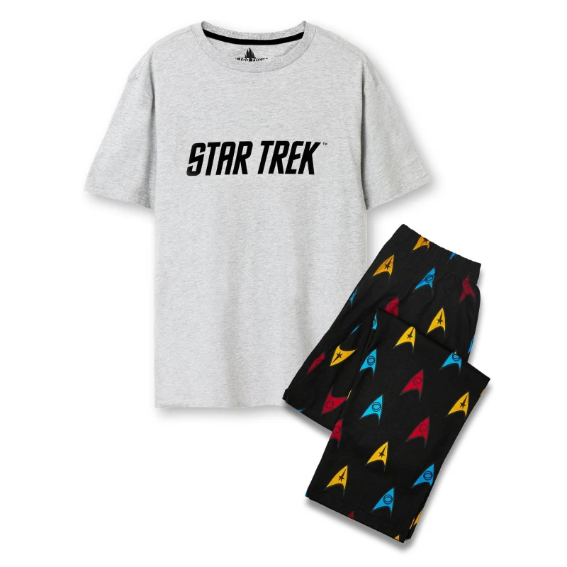 Image of Star Trek Star Trek Men Short Sleeve Long Leg Pyjama Set in Black Size: Small Black S Male 5063203003143