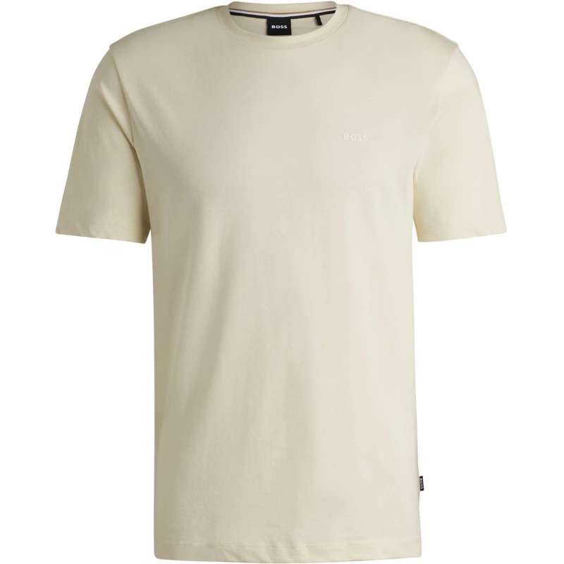 Image of Boss Mens Thompson Soft Cotton T-Shirt Open White 131 male Small