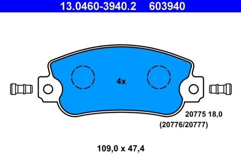 Image of ATE 13.0460-3940.2 Brake pad set incl. wear warning contact Brake Pad Set,disc brake (402)
