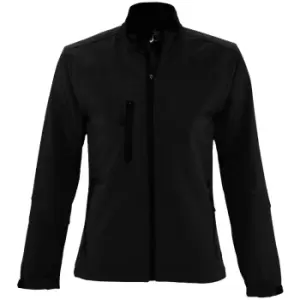 Image of SOLS Womens/Ladies Roxy Soft Shell Jacket (Breathable, Windproof And Water Resistant) (XL) (Black)