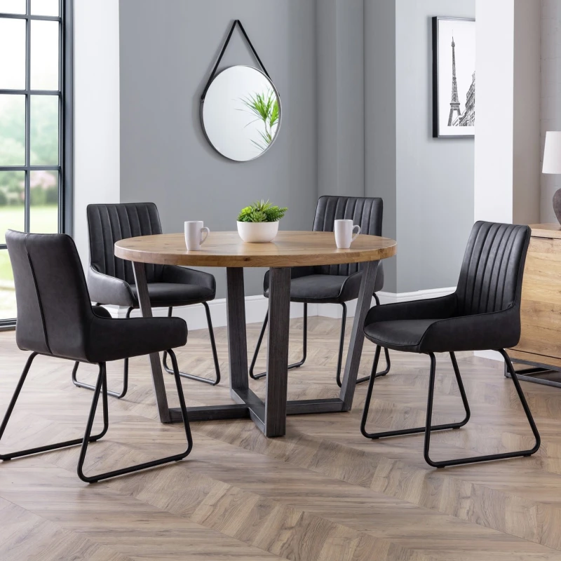 Image of Julian Bowen Julian Bowen Pair of Faux Leather Dining Chairs - Charcoal