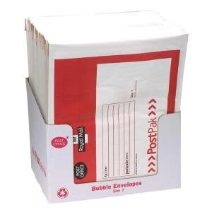 Image of Post Office Postpak Size 7 Bubble Envelopes Pack of 40 41640