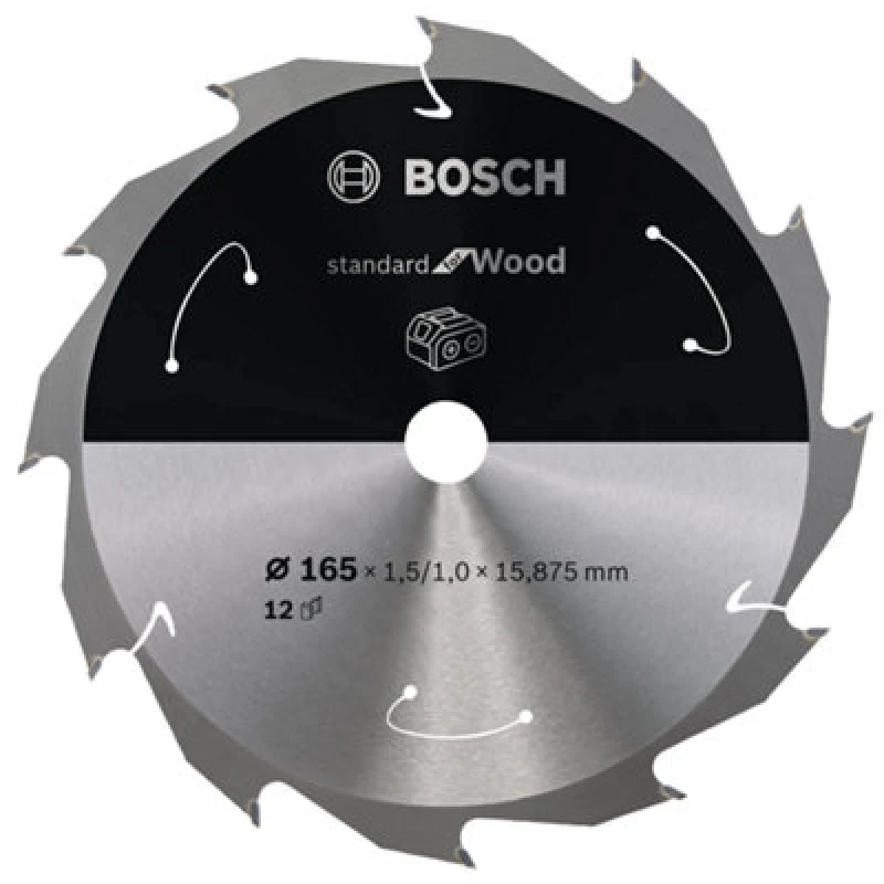 Image of Amica Bosch PRO Wood cordless Circular Saw Blade 165 x 1.5 x 15.875mm T12 2608837680 2608837680