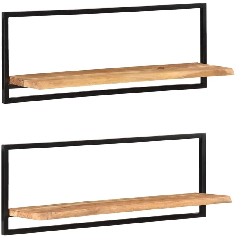 Image of VIDAXL Vidaxl - Wall Shelves 2 pcs 100x24x35cm Solid Wood Acacia and Steel 8720286672143