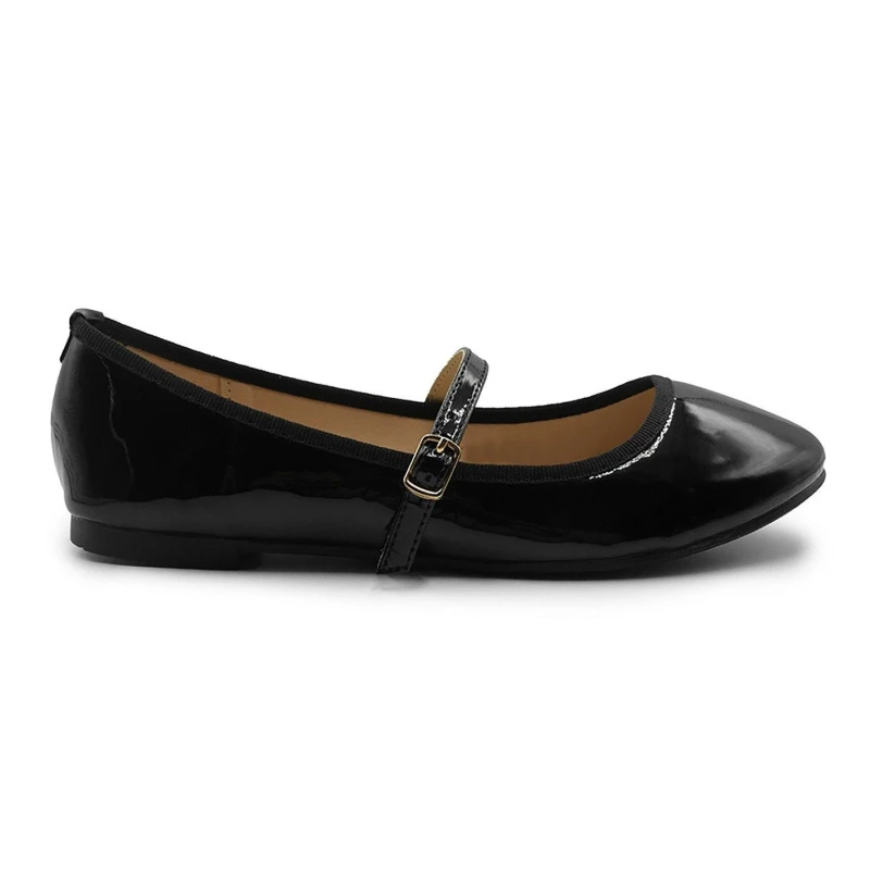 Image of Where's That From 'Josie' Ballerina Flats With Strap Detail Jet Black