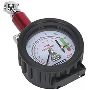 Image of Genuine SEALEY TSTPDG01 Tyre Pressure Gauge with Tyre Tread Depth Gauge