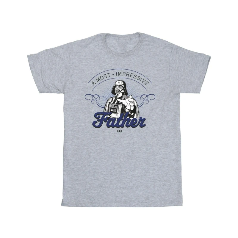 Image of Star Wars Star Wars Men A Most Impressive Father Cotton T-Shirt in Grey Size: Small Grey S Male 5063376543712