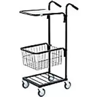 image of SLINGSBY Mini Mail Trolley with 1 Shelf 402698 Steel Black 38.5 x 66 x 109 cm