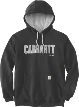 Image of Carhartt Felt Logo Graphic Hoodie, black, Size 2XL, black, Size 2XL
