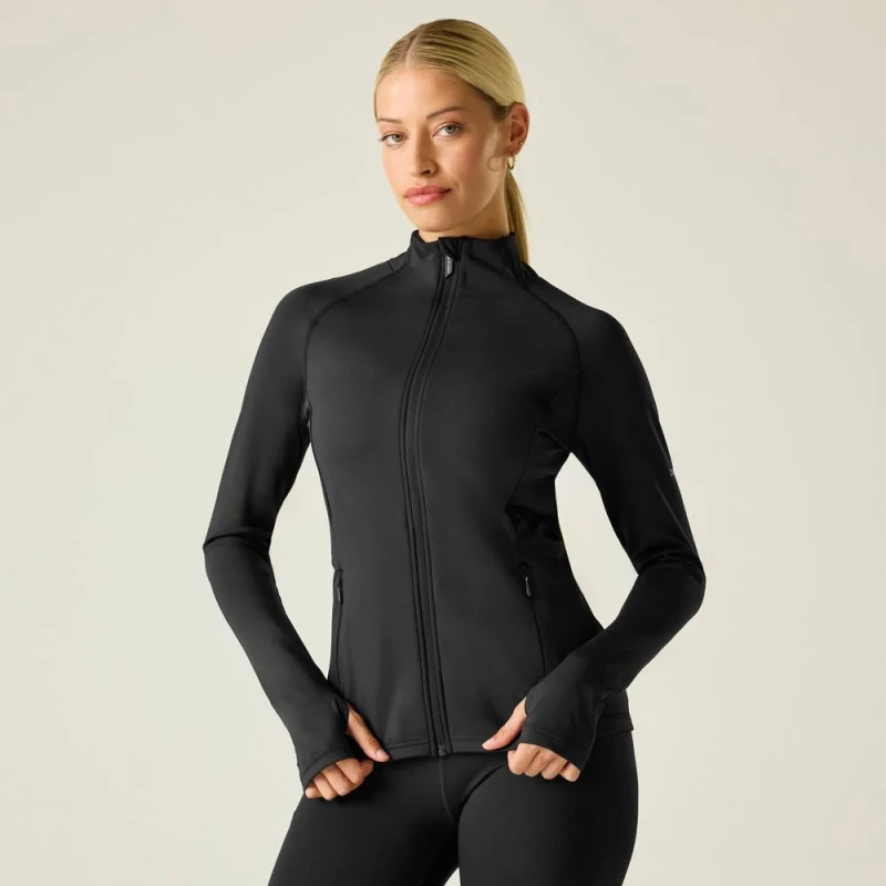 Image of Dare 2b Womens Refresh Quick Dry Full Zip Midlayer in Jet Black Size: 8 Jet Black Female 8