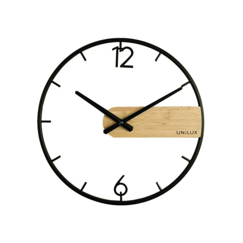 Image of Unilux Unilux Circle Wall Clock Black/Bamboo 400189467 400189467
